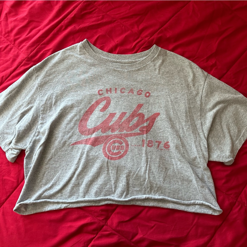 Gray Chicago Cubs crop top
